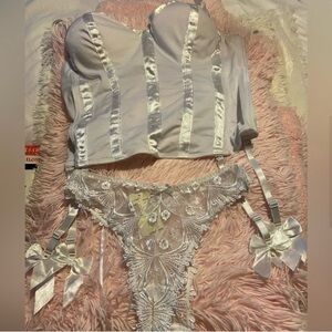 Ivory Satin Bustier Corset Top/ panties